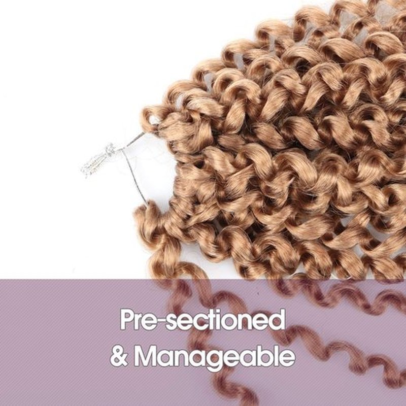 Passion Twist Hair - 18 Inch 7packs Blonde Water Wave Crochet Braids Synthetic Braiding Hair Extensions (18 Inch 7Packs, 27#)…