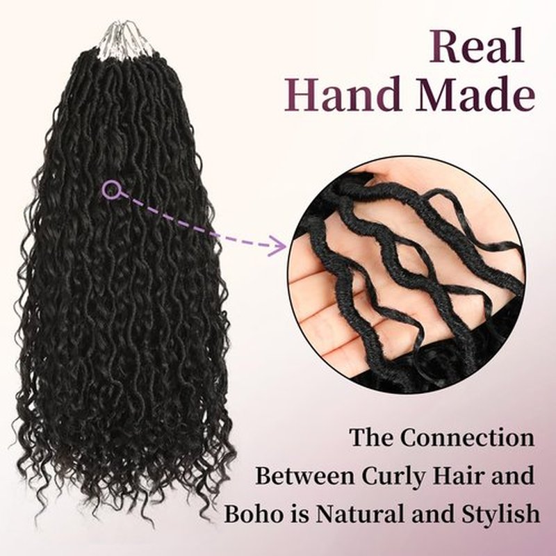 Goddess Locs Crochet Hair 18 Inch 8 Packs Faux Locs Crochet Hair Pre Looped for Women Boho Crochet Locs with Curly Ends Soft River Locs 1B#