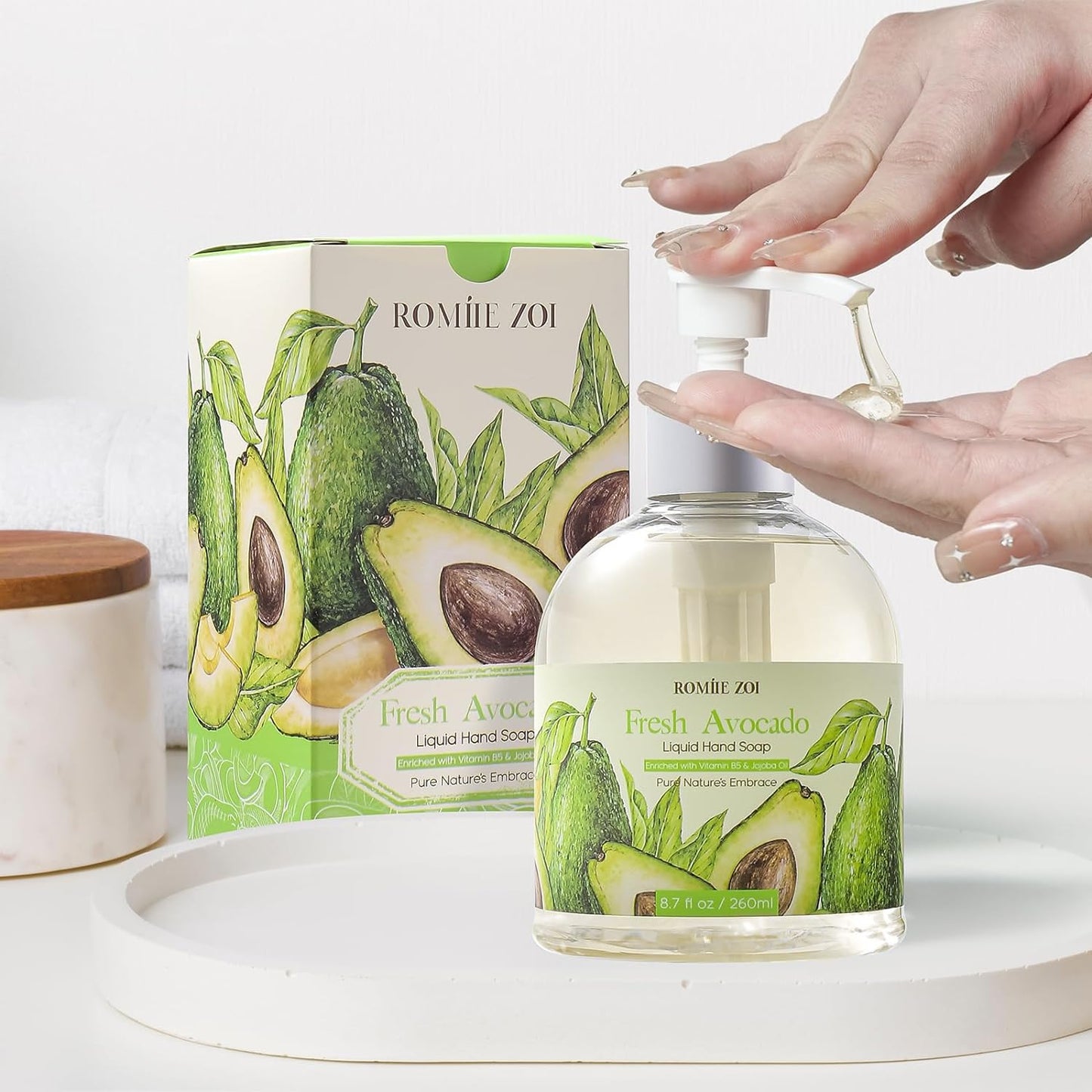 Liquid Hand Soap - Avocado Scent in Elegant Gift Box | 260ml / 8.7 fl. oz