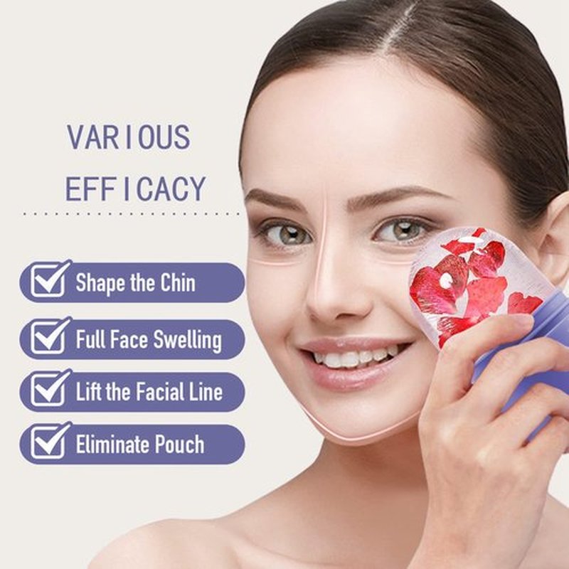 KOGITI Ice Mold for Face, Ice Roller for Face & Eye, Beauty Facial Ice Rollers Ice Holder Mold Face Puffiness Relief Massage Skin Care Tools, Ice Facial Cube (Brush-Purple)