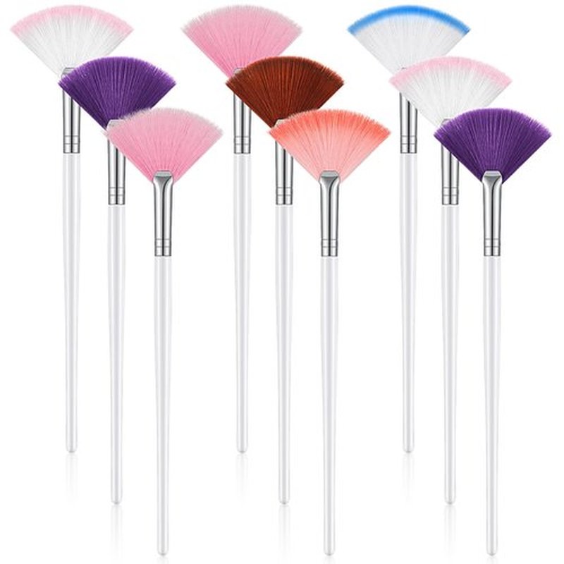 Maitys 9 Pieces Facial Brushes Fan Mask Brushes, Soft Facial Applicator Brushes Tools for Peel Glycolic Mask Makeup for Mud Cream (Multicolor)