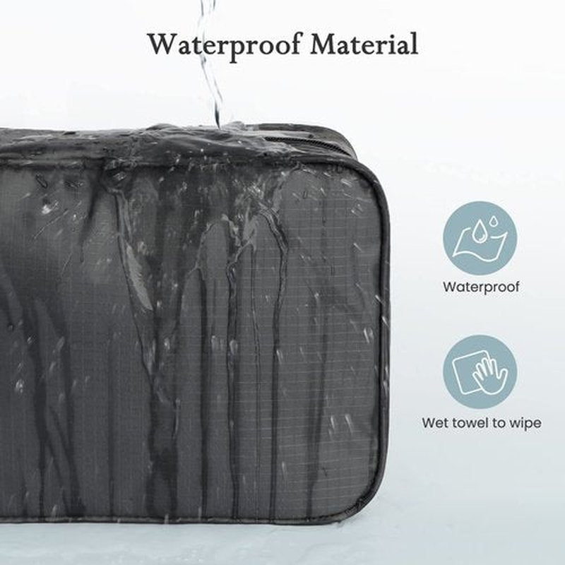 Maliton Toiletry Bag for Men & Women | Large for Traveling | Hanging Compact Hygiene Bag with 4 Compartments | Waterproof Bathroom Shower Bag (Black)