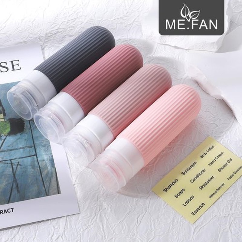 ME.FAN Travel Bottles for Toiletries, TSA Approved 3oz Silicone Travel Size Containers/Portable Split Bottle, Travel Accessories for Conditioner, Shampoo, Lotion - 4 Pack Pink