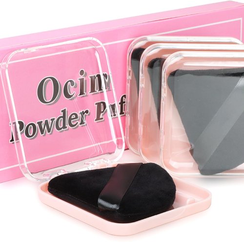 Ocim 4 Pack Triangle Makeup Puffs for Face Powder,Soft Velour Make up Powder Puff,Black