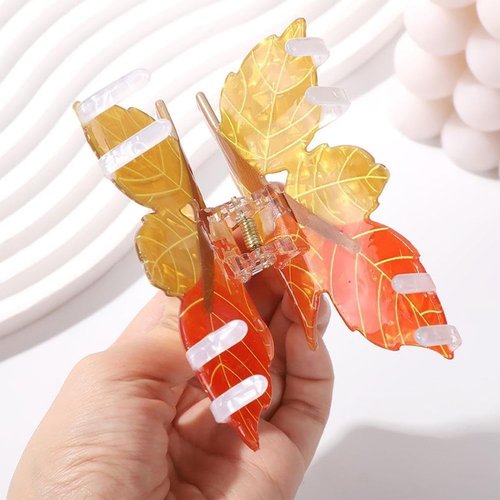 Fall Hair Claw Clips Maple Leaf Thanksgiving Hair Clips Nonslip Cute Hair Accessories Fall Leafs Shape Acrylic Hair Clip Medium Size Autumn Shark Jaw Clip for Women Hair Decorations Supplies