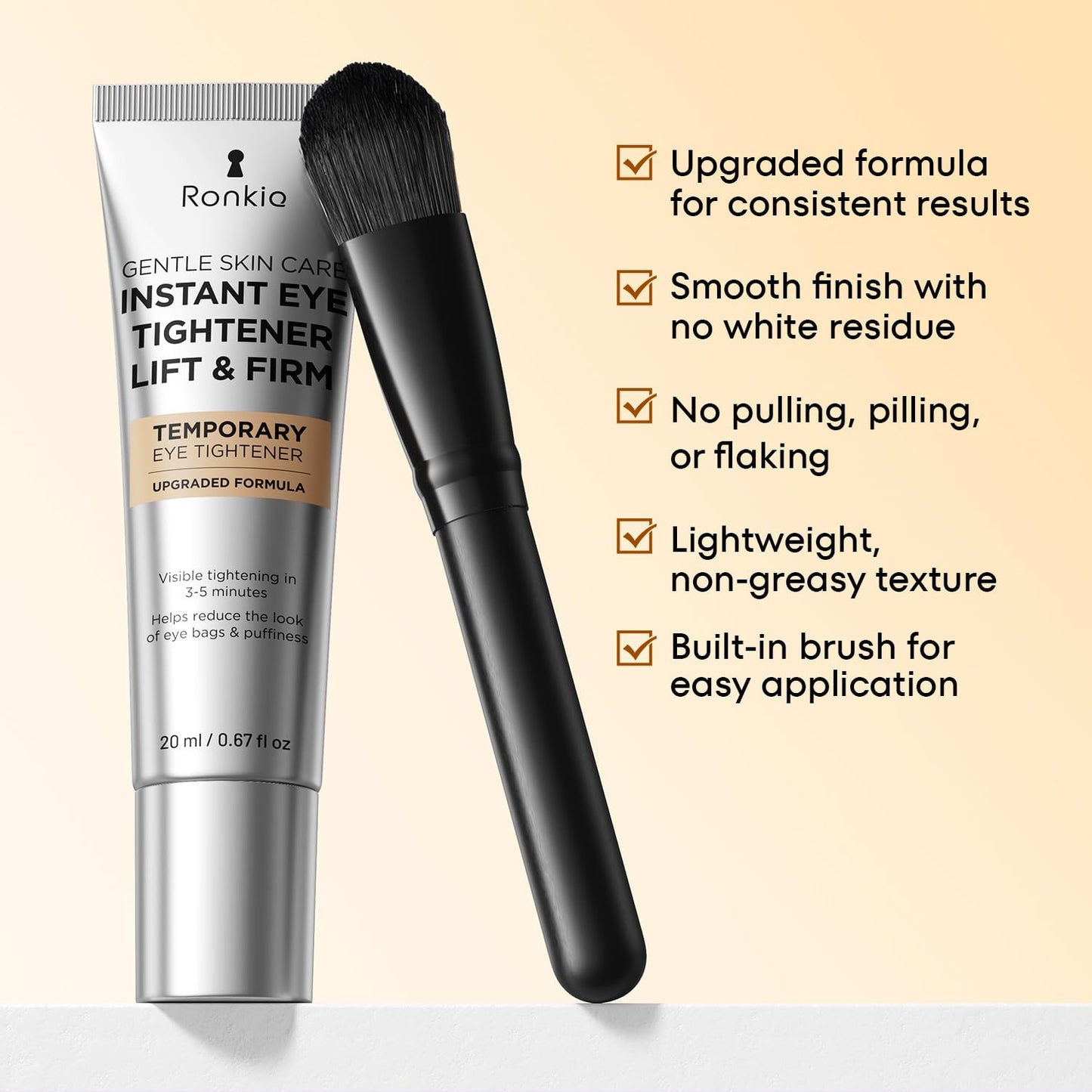 RONKIE Instant Firm Eye Tightener: Upgraded Formula for Women Helps Reduce Eye Bags Puffiness and Wrinkles in 3-5 Minutes When Time Matters 0.67 oz