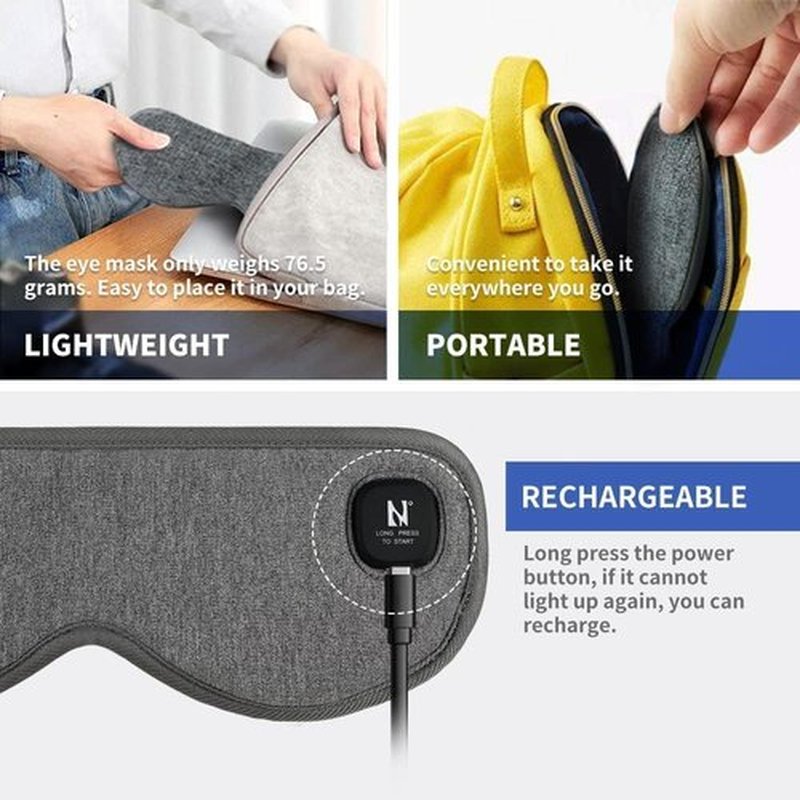 Aroma Season Heated Eye Mask Cordless, Warm Compress for Dry Eyes, Stye. Blepharitis, Chalazion, MGD, Machine Washable Perfect Light Blocking (Grey)