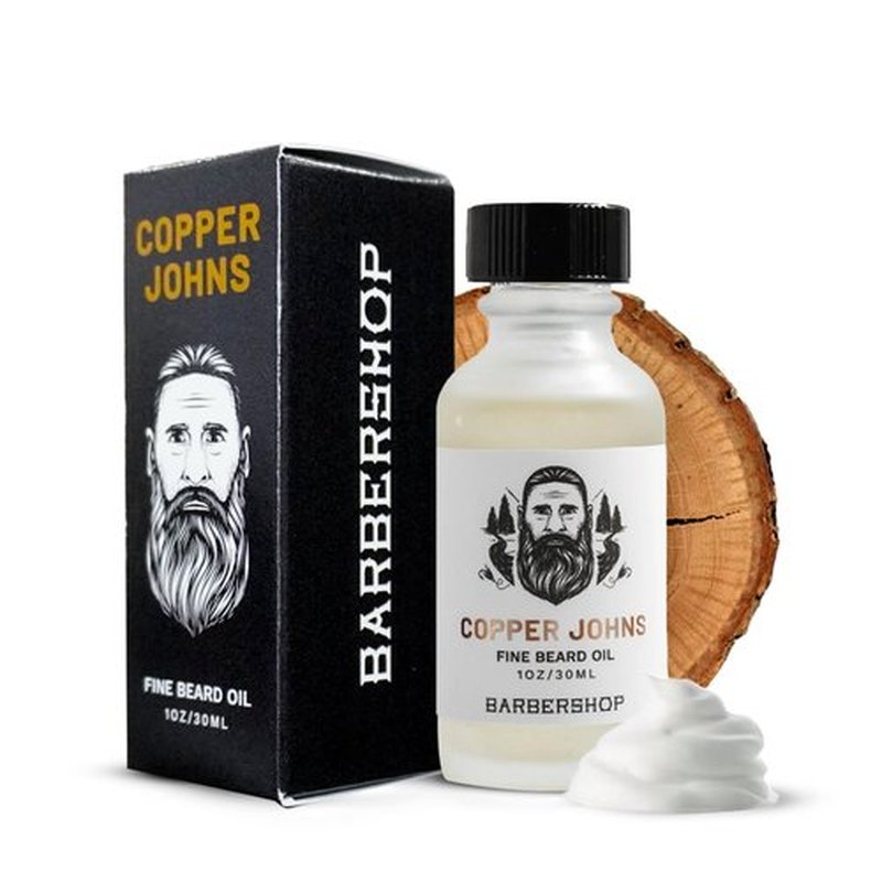 Copper Johns Beard Oil for Men Growth, Castor & Jojoba Oil with Sea Minerals, Increases Softness & Control for Fuller-Looking Beard, Mens Beard Oil, Barbershop-Warm Wood & Bay Rum, 1 oz
