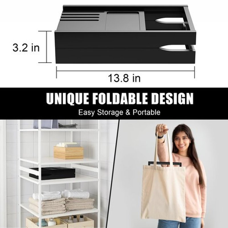 Premium Bathtub Caddy Tray,Expandable Bamboo Bath Tray for Tub,Foldable Minimalist Bathroom Accessories with Book Stand for Home Spa Relaxing,Unique House Warming Gifts,Black