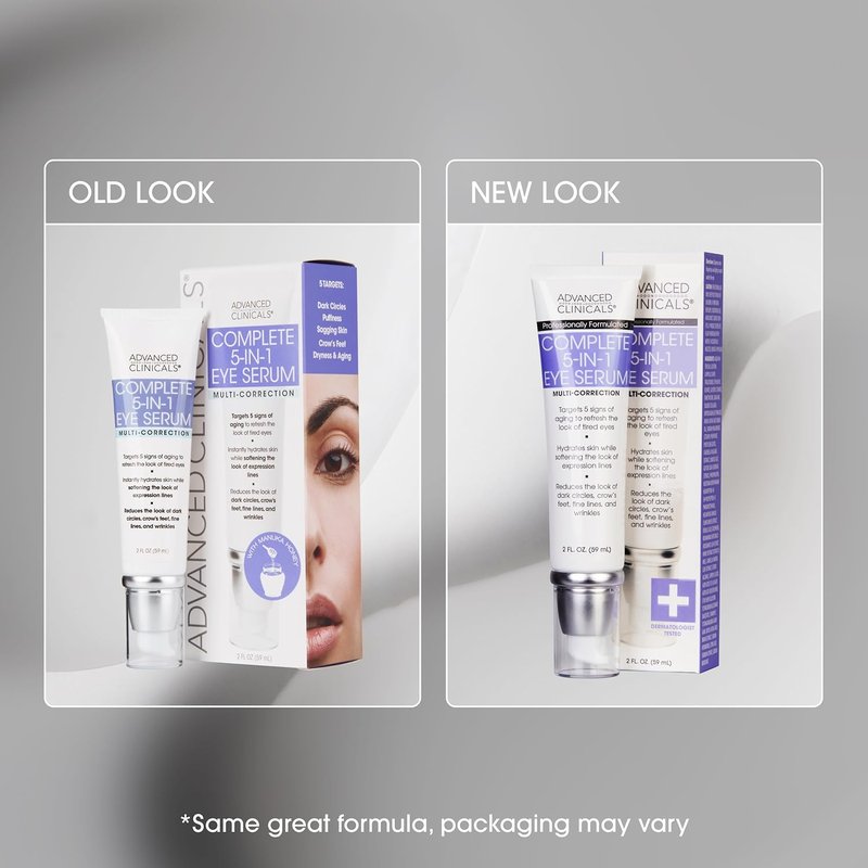Advanced Clinicals 5-in-1 Eye Serum - Anti-Aging Under Eye Treatment for Dark Circles & Puffiness | 2 Fl Oz