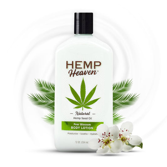 Hemp Heaven Hemp Lotion - Lotion Pear Blossom Scent - Natural Hemp Seed Oil, Paraben-Free, 12 oz, Made in USA, Nourishing for Men & Women, EWG Verified, Anti-Aging