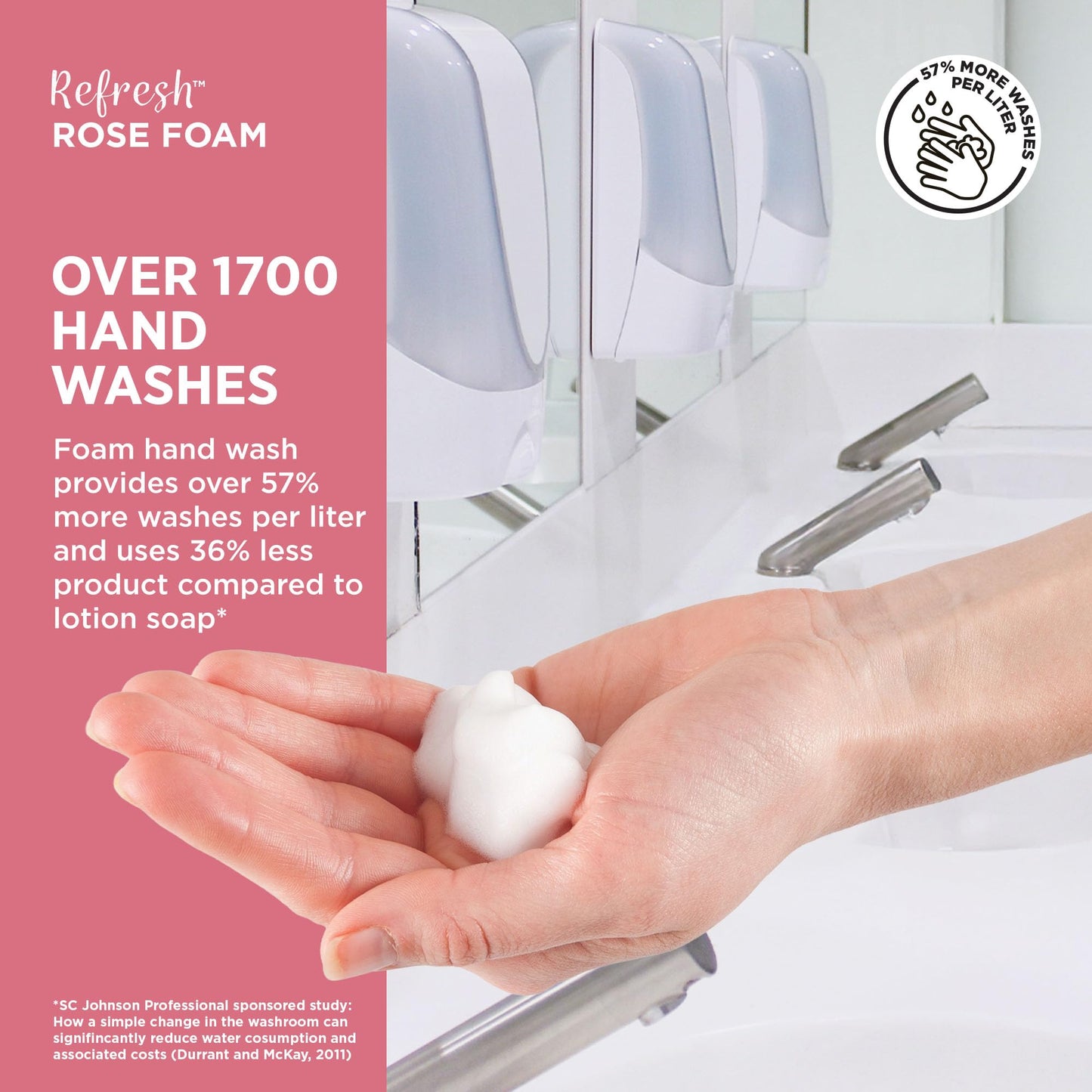 SC Johnson Professional REFRESH ROSE FOAM HAND SOAP TOUCH FREE 1.2 LITERS, 3 PACK