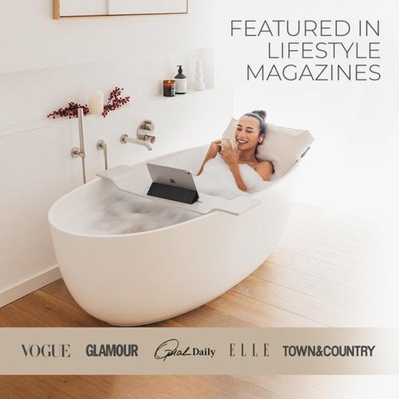 BADESOFA® Luxury Bath Tub Pillow for Feet | Premium-Quality Materials | Comfortable & Quick-Drying | Washable Bath Cushion in Beige | Home Spa Accessories | Universal Fit for Any Bathtub