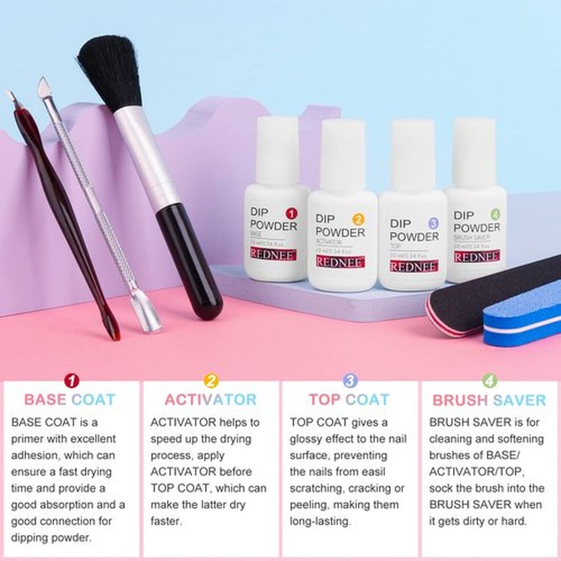 REDNEE 39pcs Nail Dip Powder Kit, 30 Shiny Colors Classic Black Red Glitter with Dipping Powder Essential Liquid Set & Professional Nail Tools for Beginner DIY at Home RE21