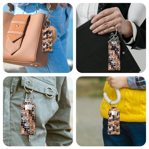 OLYCRAFT 2Pcs Paw Print Chapstick Holder Keychain 3.8x1.5 Inch Elastic Diving Fabric Lipstick Keychains Elastic Diving Fabric Portable Lipstick Sleeve Travel Key Ring Holder for Lipstick