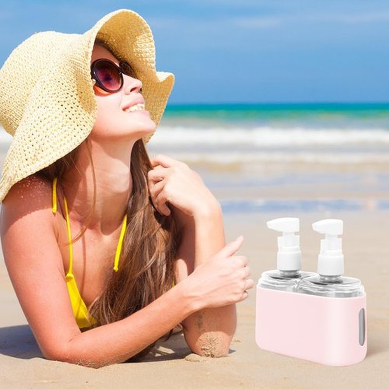 Skycase Travel Bottles, Travel Size Toiletries - Leak Proof Refillable Tsa Approved Travel Bottles, 2 in 1 Travel Containers with Labels and Funnel Airplane Accessories Kits for Lotion Liquid - Pink