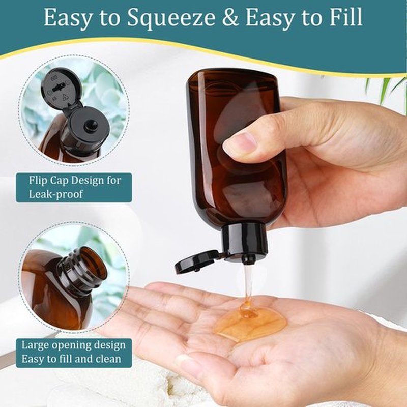 Cosywell Travel Shampoo Bottles 4pcs 3.4oz TSA Approved Travel Size Bottles for Toiletries Leak Proof Empty Lotion Containers with Flip Cap Small Plastic Squeeze Bottles