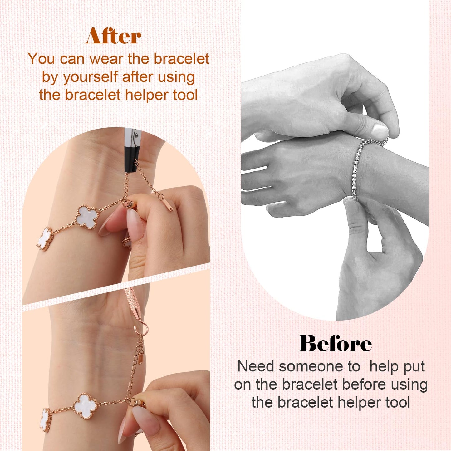 Vnsuyo 2 Pcs Bracelet Helper Tool, Portable Bracelet Helper Easy to Put on Yourself, Fastener Helpers Tool for Jewelry Clasps, Necklace, Zippers, Crafts