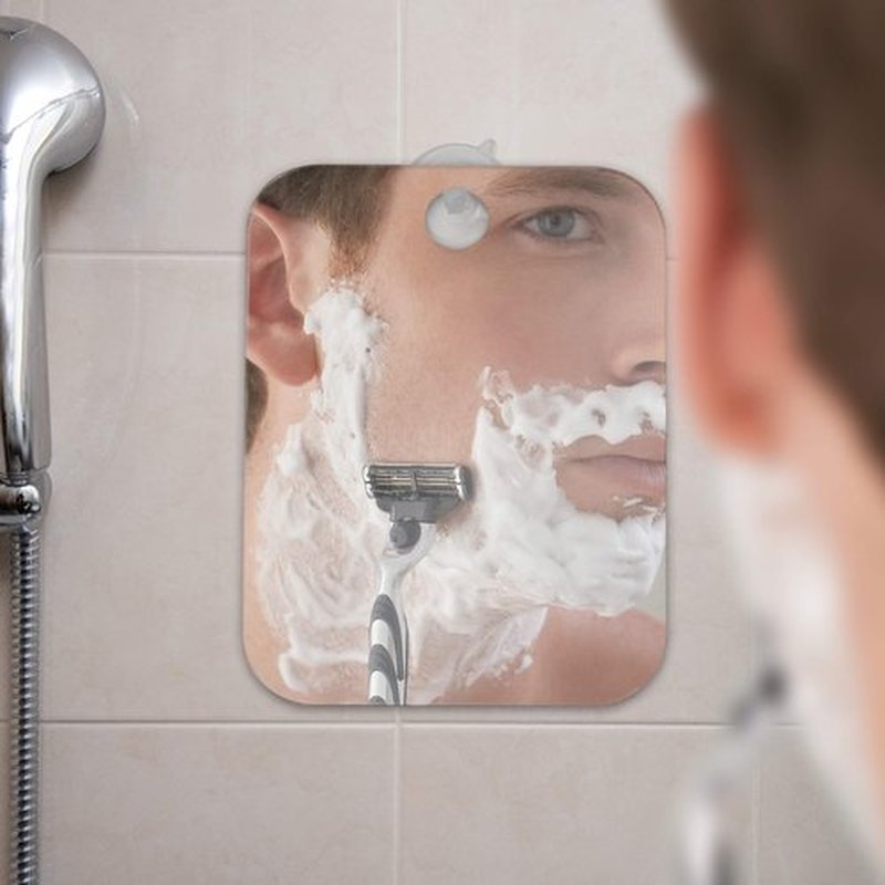 The Shave Well Company Anti-Fog Shaving Mirror for Travel | Fogless Bathroom Shower Mirror with Handheld Option for Men and Women | Hanging Shower Mirror Includes Long-Lasting Reusable Suction Cup