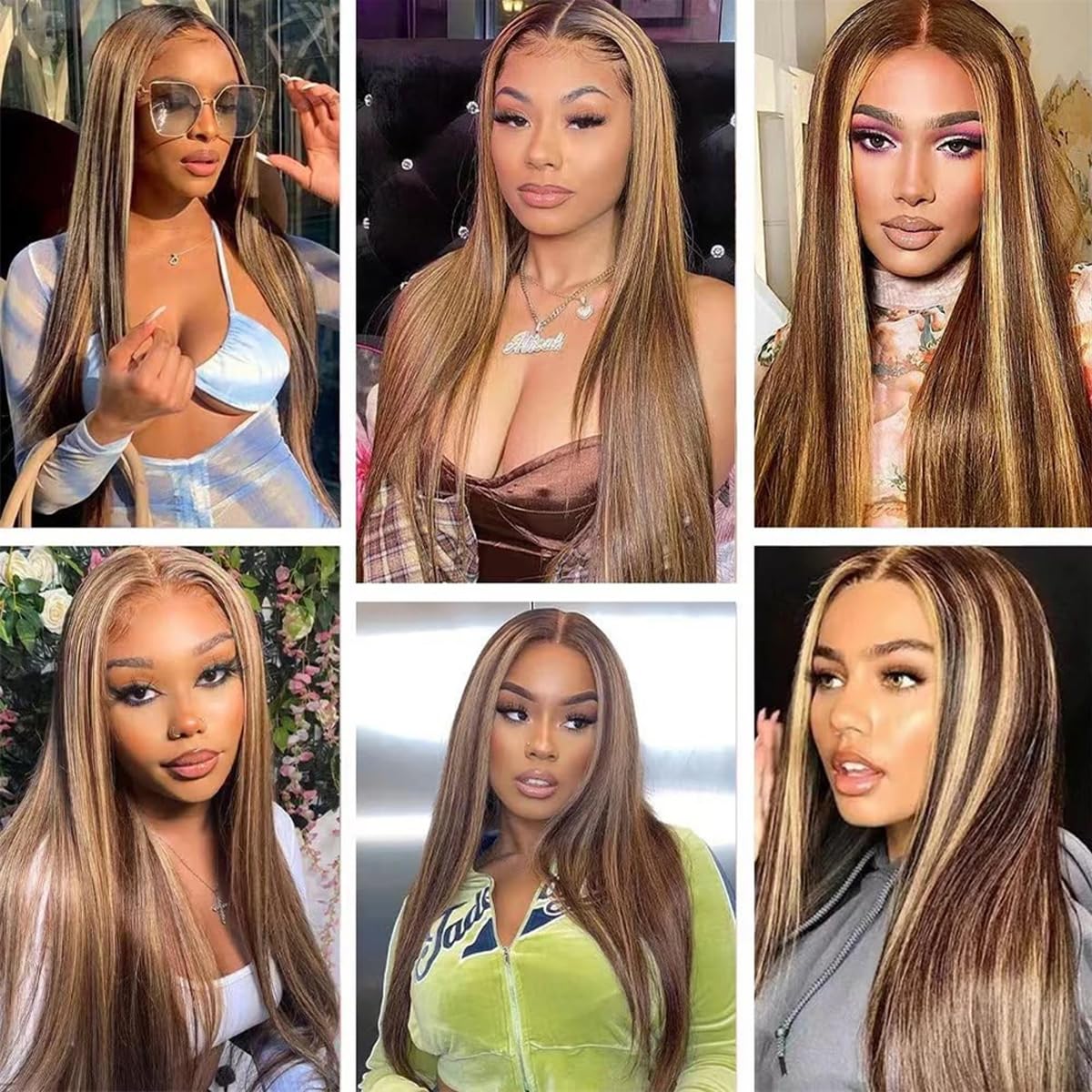 P33/613 Straight Bundles Human Hair Highlight Bundles Braizlian Virgin Hair 3 Bundles 12 14 16 Inch Two Tone Auburn Brown Mixed With 613 Blonde Straight Bundles Hair Extensions for Women