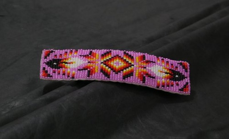 Beaded Hair Clips Native American Style Handmade Collection (Pink)