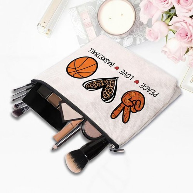 CEASQVAA Basketball Gifts for Women, Makeup Cosmetic Bag Gifts for Basketball Players Fans Friends, Basketball Team Gifts Travel Makeup Pouch