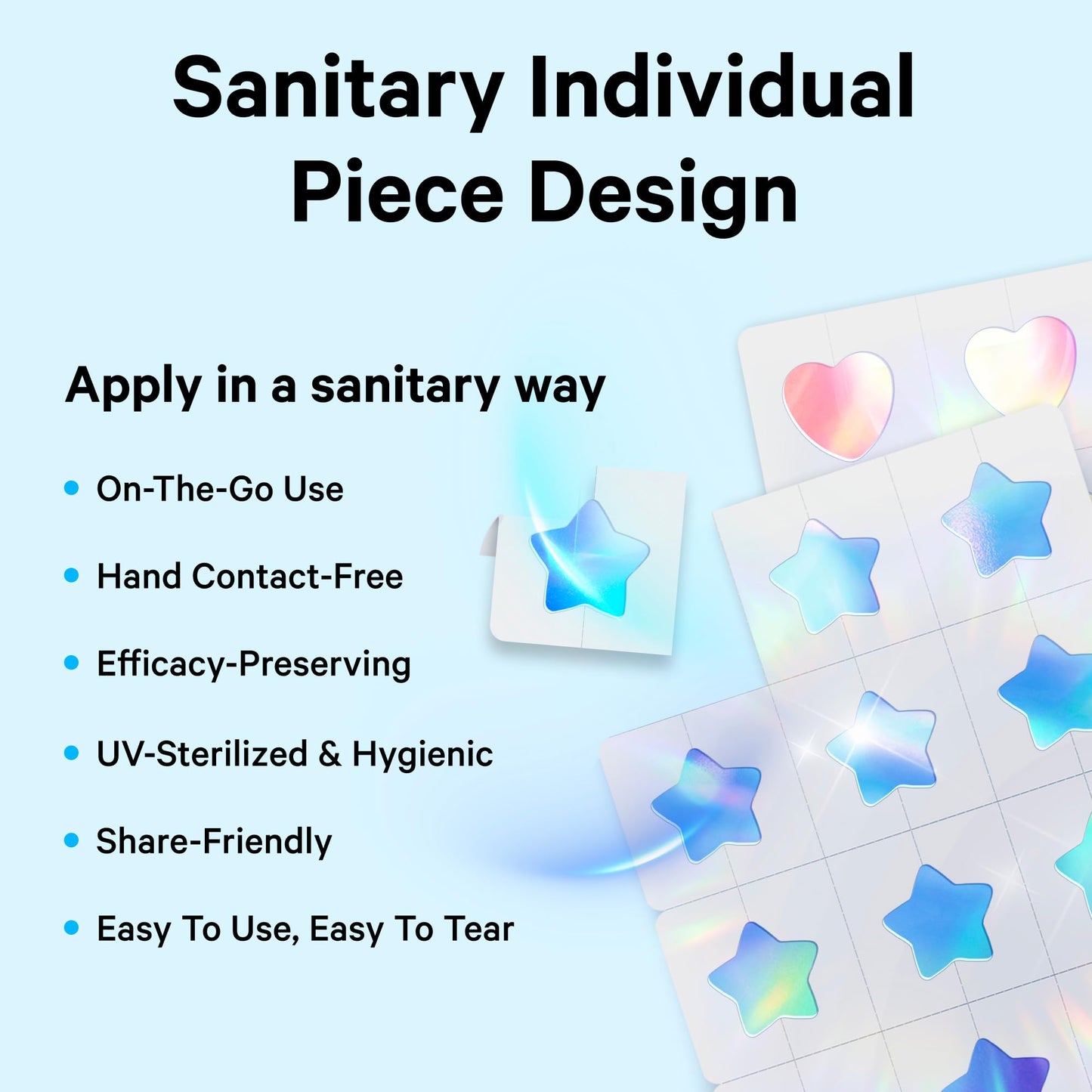 Sosky Hologram Pimple Patches for Face, Hydrocolloid Acne Patches with Salicylic Acid, Cute Star Zit Stickers,Colorful Blemish Covers,48 Count Blue Cloud Butterfly