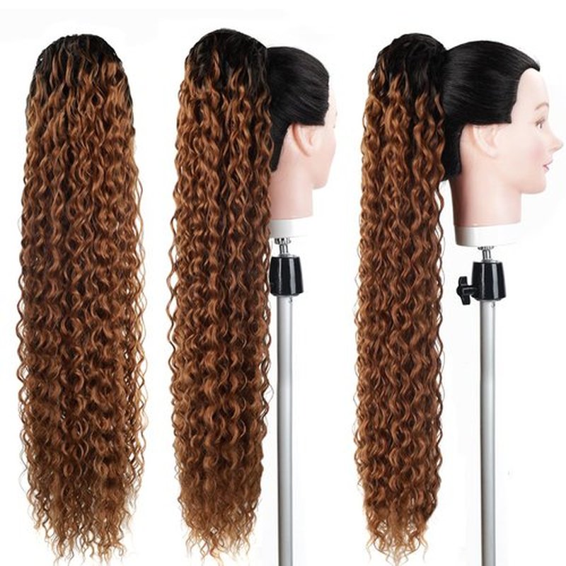 Long Curly Drawstring Ponytail 30”Synthetic Clip In Ponytail Extensions For Women Afro Curly Corn Wave Clip on Ponytail (#T2/30)