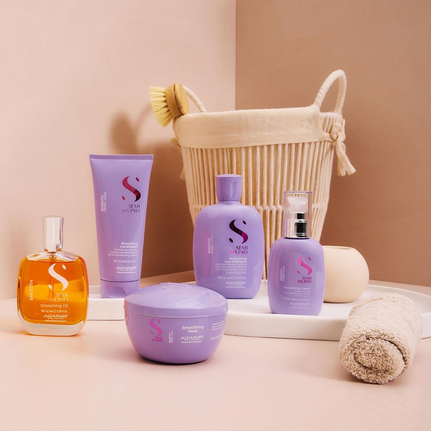 ALFAPARF MILANO Semi Di Lino Smoothing Sulfate Free Shampoo - Anti Frizz Hair Care & Cleansing Shampoo to Revitalize Dry Hair & Restore Shine