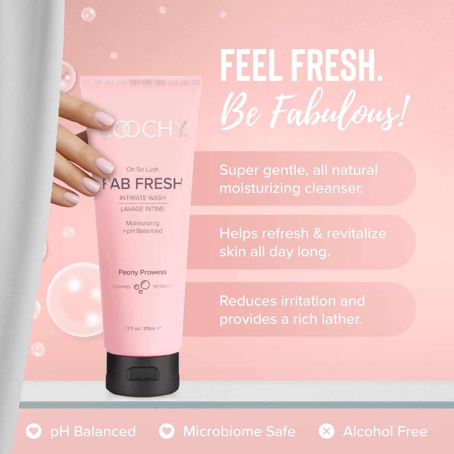 Coochy Fab Fresh Feminine Wash 7.2 oz – pH-Balanced Gentle Intimate Cleanser for Women, Refreshing Daily Hygiene Wash, Soothes, Moisturizes & Deodorizes Sensitive Skin