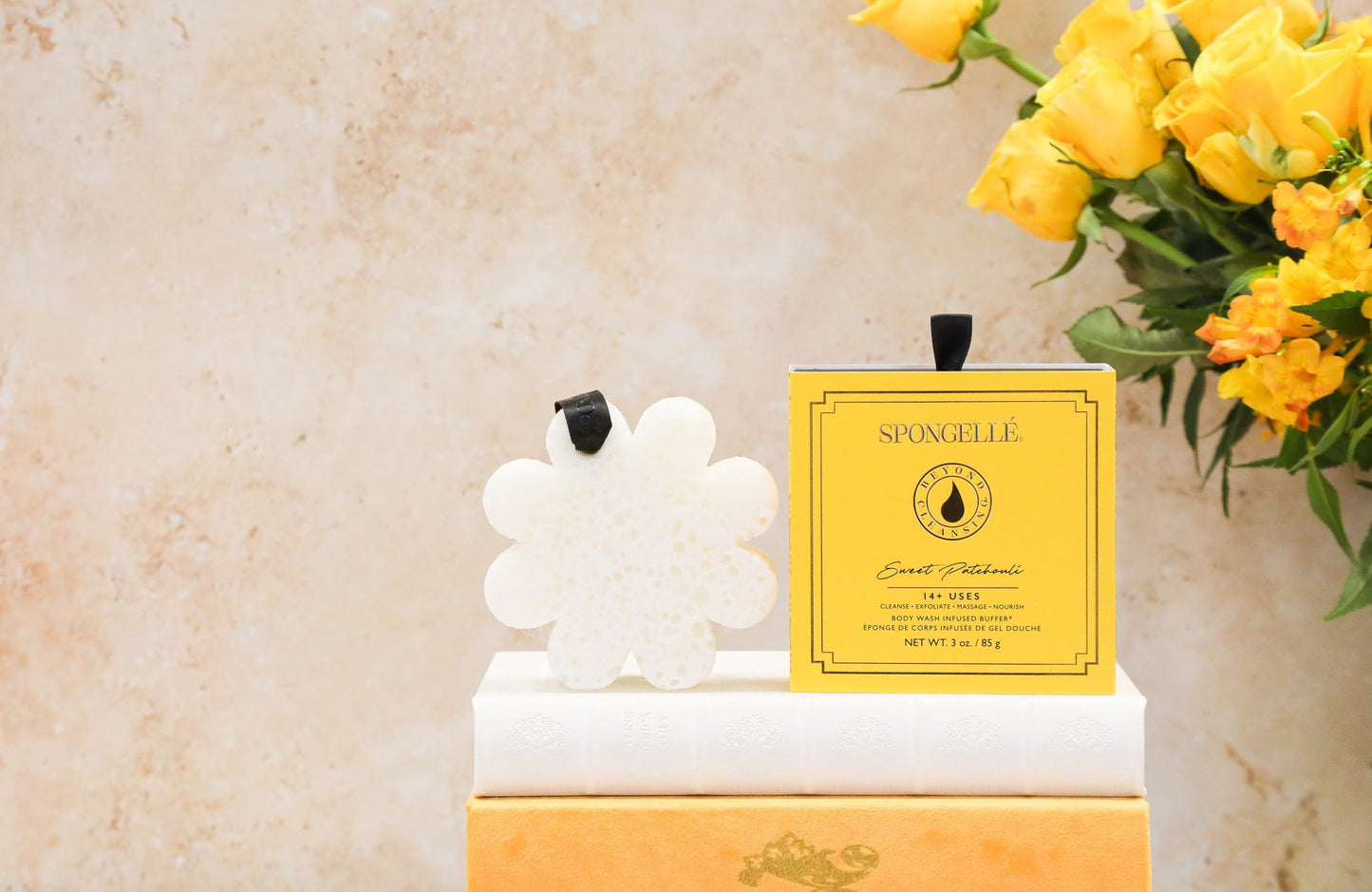 Spongellé Sweet Patchouli Wild Flower Bath Sponge with Box for Mothers Day Gift | Built-in Body Wash & Body Scrubber, Shower Loofah Sponge for Women | 14+ uses