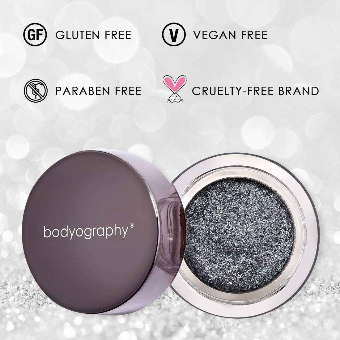 Bodyography Glitter Pigment - Soiree Gun Metal Gray for Women - 0.105 oz Eye Shadow