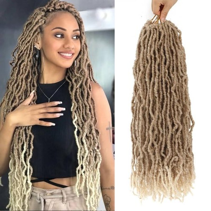 Faux Locs Ombre Soft Locs Crochet Hair 22 Inch 7 Packs 27/613 Faux Locs Crochet Hair Pre Looped Crochet Braids For Black Women Butterfly Hair(22inch, 7 Packs, 27/613)