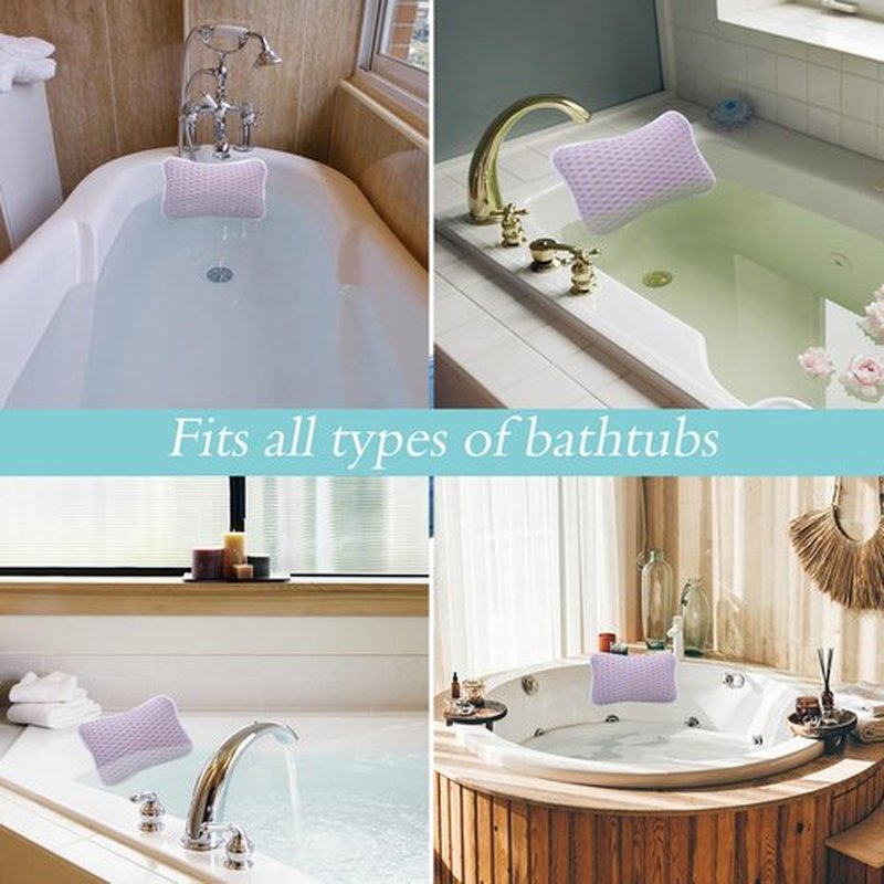 Bath Pillows for tub,Home Spa Pillows for Bathtub, Hot Tub,Head and Neck Support with 2 Strong Suction Cups,Purple