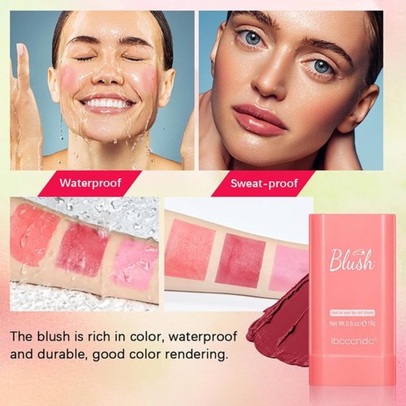 Multi-Purpose Makeup Blush Stick, 3-in-1 Beauty Tinted Solid Blush Stick For Cheeks, Lips And Eyes With Long-Lasting Moisturizing Formula, Waterproof Natural Cream Blush Stick (3#Coral Orange)