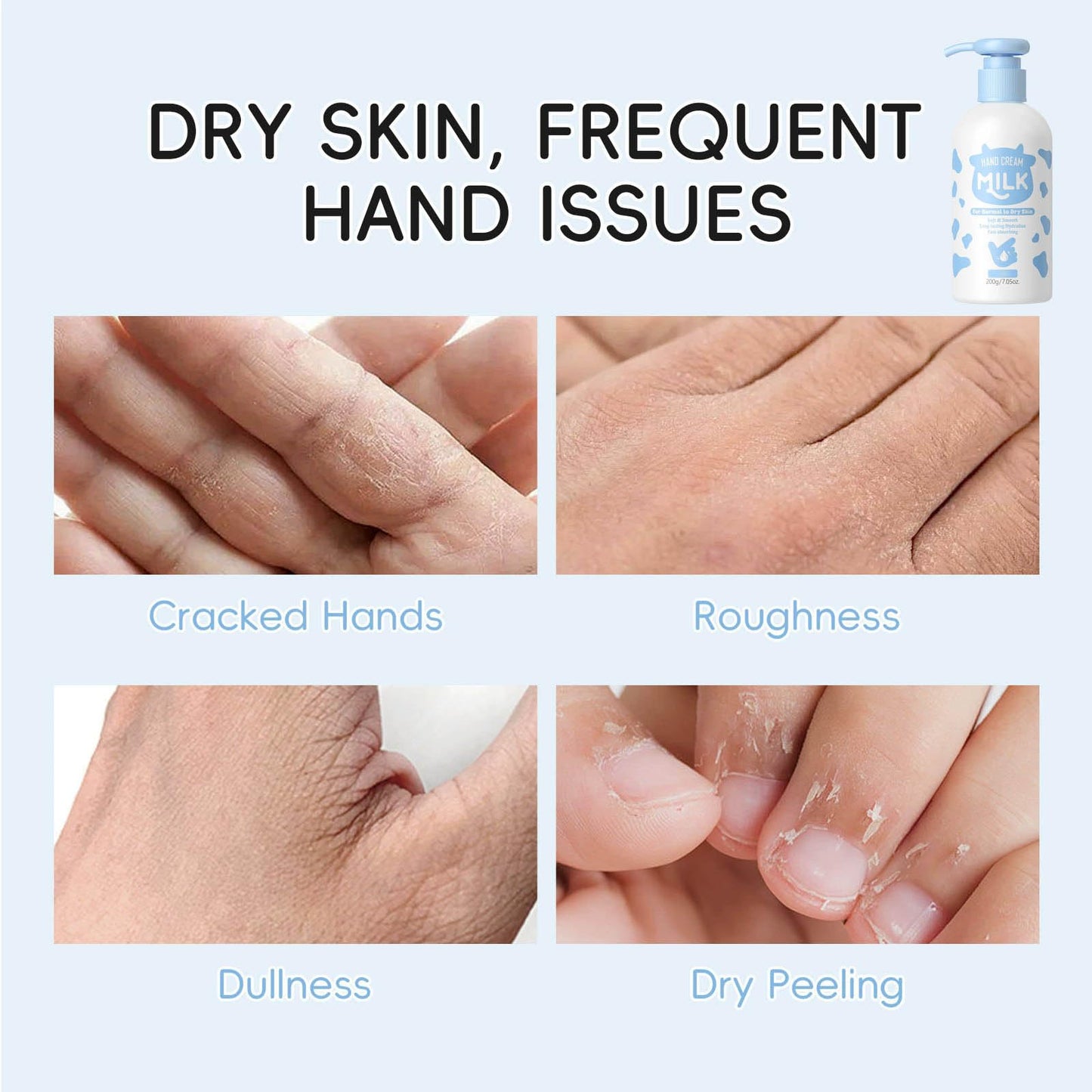 Milk Hand Cream, Skin Hydrating Lotion –Rich,Velvety Conditions & Protects Skin,Moisturizing Nourishing Exfoliating Hand Film Hands Carefor Dry Cracked Skin Body, Hand,Foot Large Capacity 200g/7.05 oz