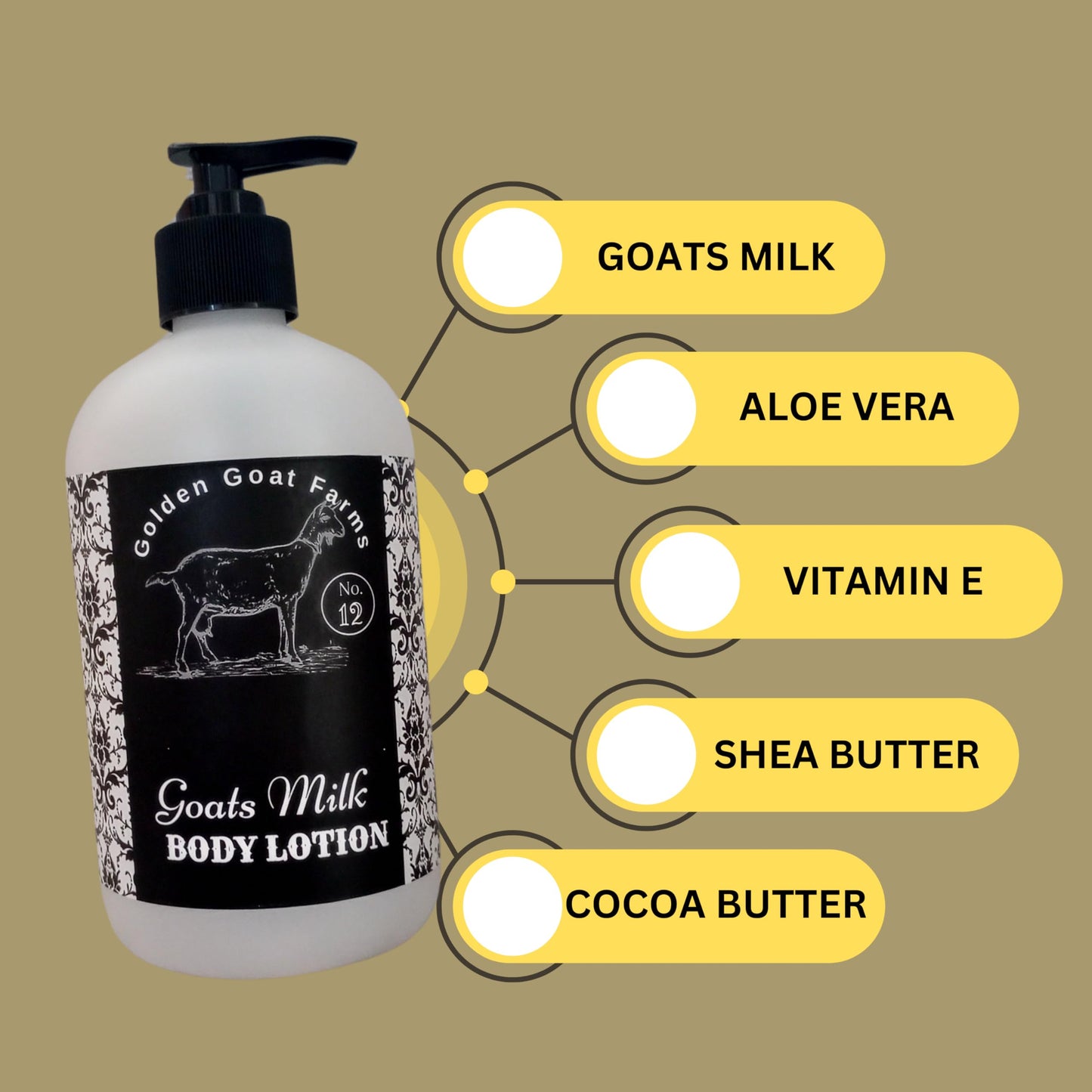 Golden Goat Farms Japanese Honeysuckle Scented Body Lotion with Goat's Milk, 12 Oz