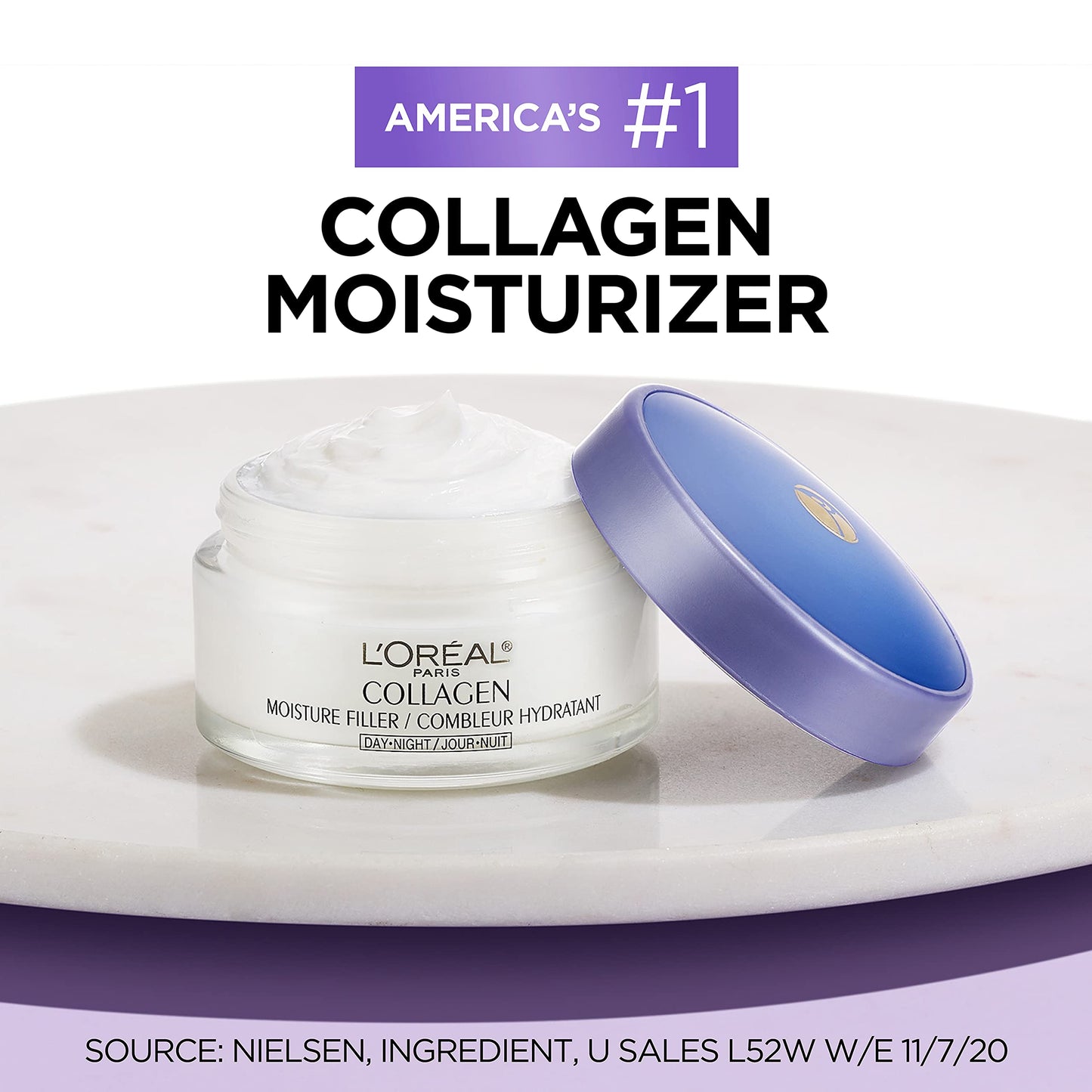 L'Oreal Paris Collagen Daily Face Moisturizer, Reduce Wrinkles, Face Cream, Fragrance Free 1.7 oz