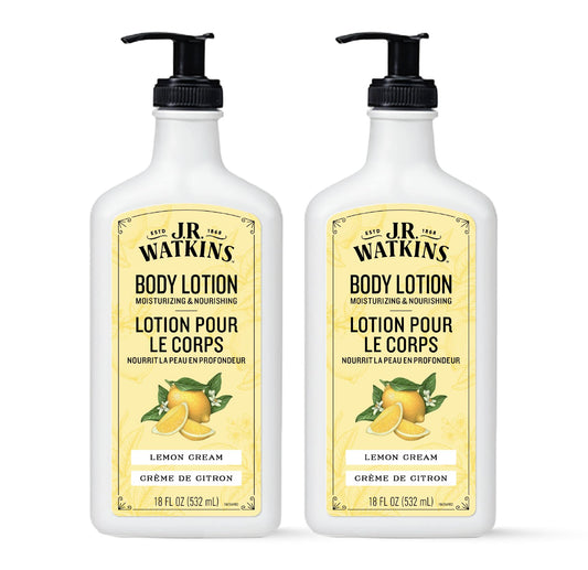 J.R. Watkins Daily Moisturizing Body Lotion, Lemon Cream, 18 fl oz, 2 Pack
