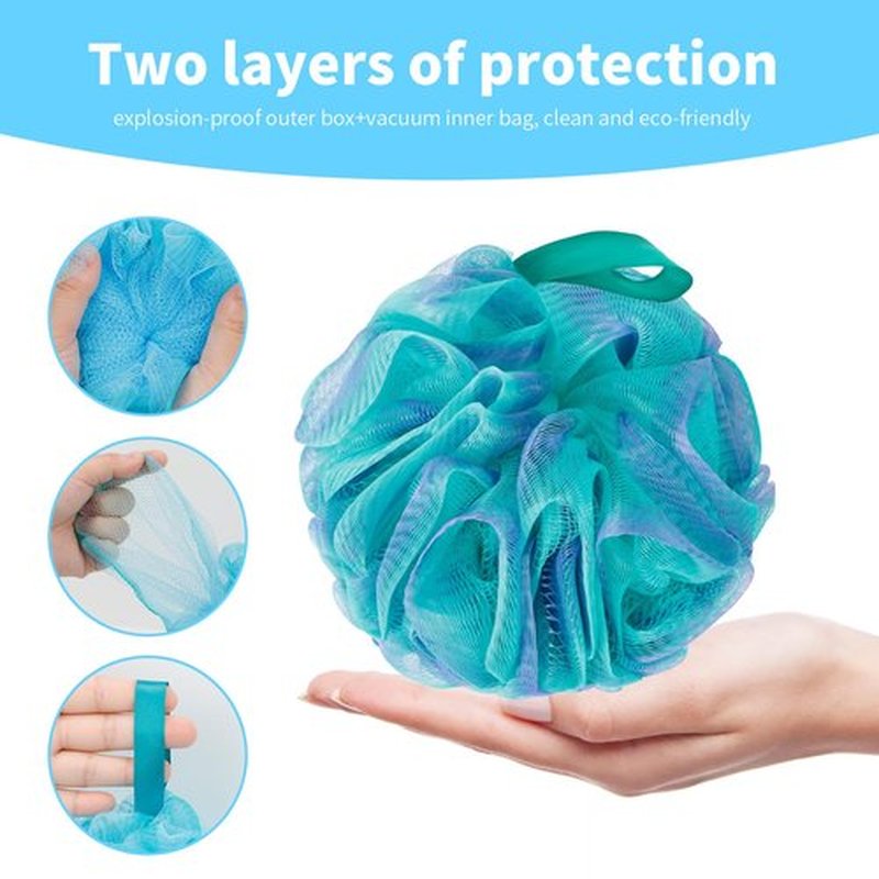 BCKENEY Bath Loofah Shower Sponge Body Back Scrubber Soft Mesh Shower Puffs Exfoliating Loofa for Women & Men Bath Accessories Cleaning Tool (4Pack 60G Loofah Sponge, Forest Fairy)