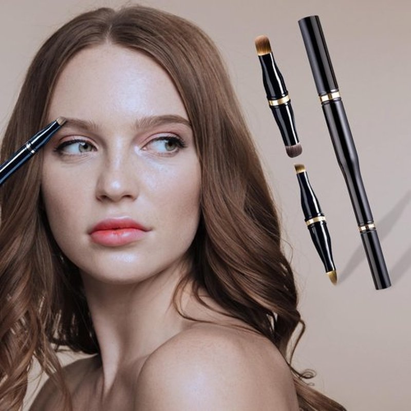 Unaone 4 in 1 Makeup Brush - Travel Lip Brush Eyebrow Brush Eyeshadow Brush Concealer Brush, Portable Multi-function Makeup Brushes