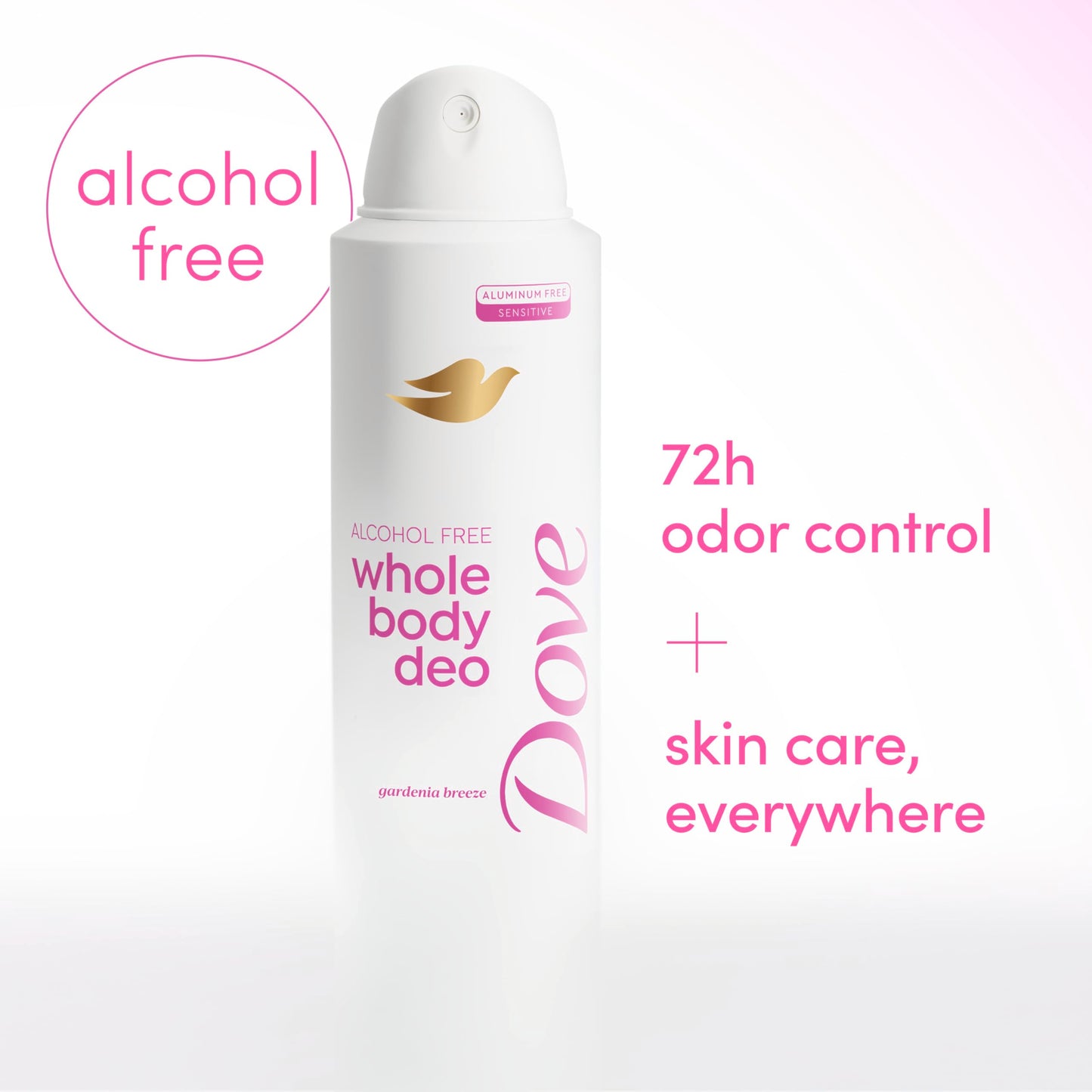 Dove Whole Body Deodorant Spray for Women, Alcohol Free, Scent: Gardenia Breeze, 4 oz