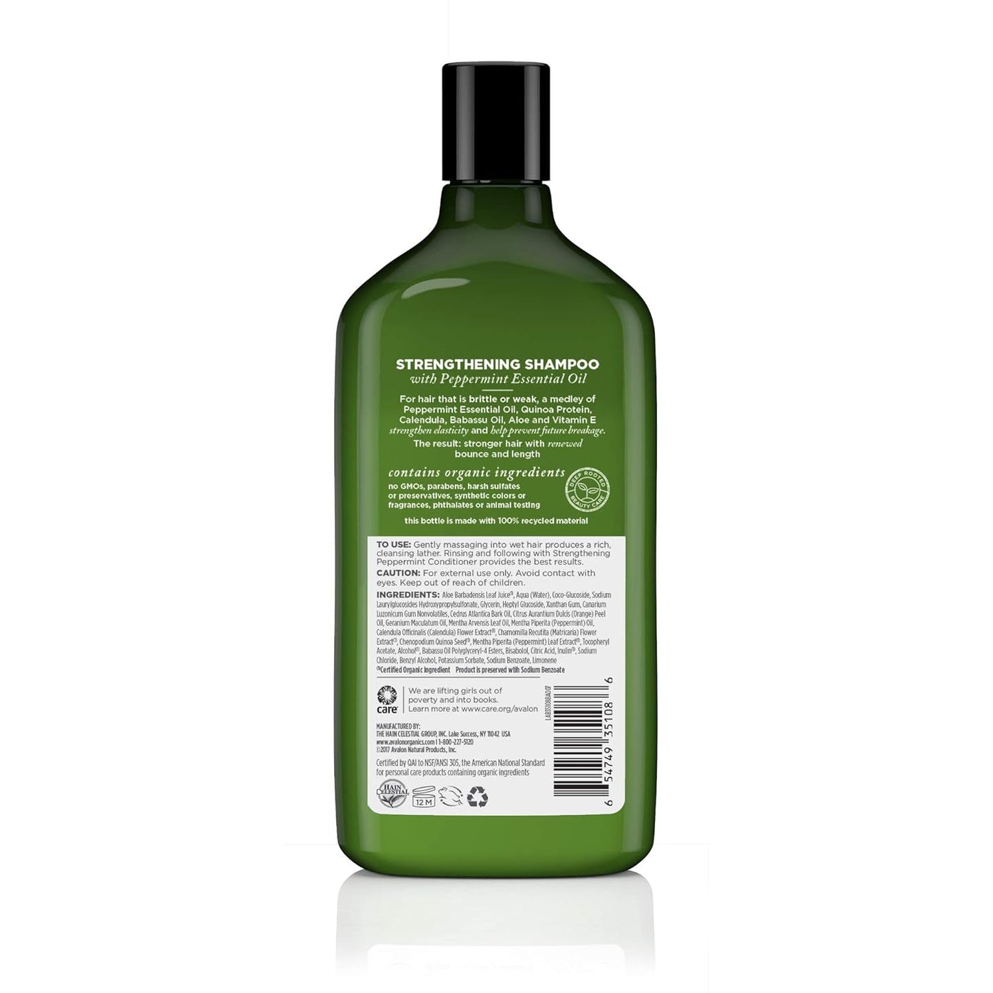 Avalon Organics Strengthening Peppermint Shampoo, 11 oz. (Pack of 3)