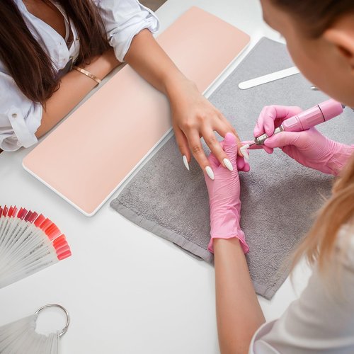 Pink Nail Arm Rest for Nail Tech, Cleanable and Waterproof, Professional Nail Hand Rest for Nail Tech Manicure Hand Pillow Stand with Anti-Slip Mat