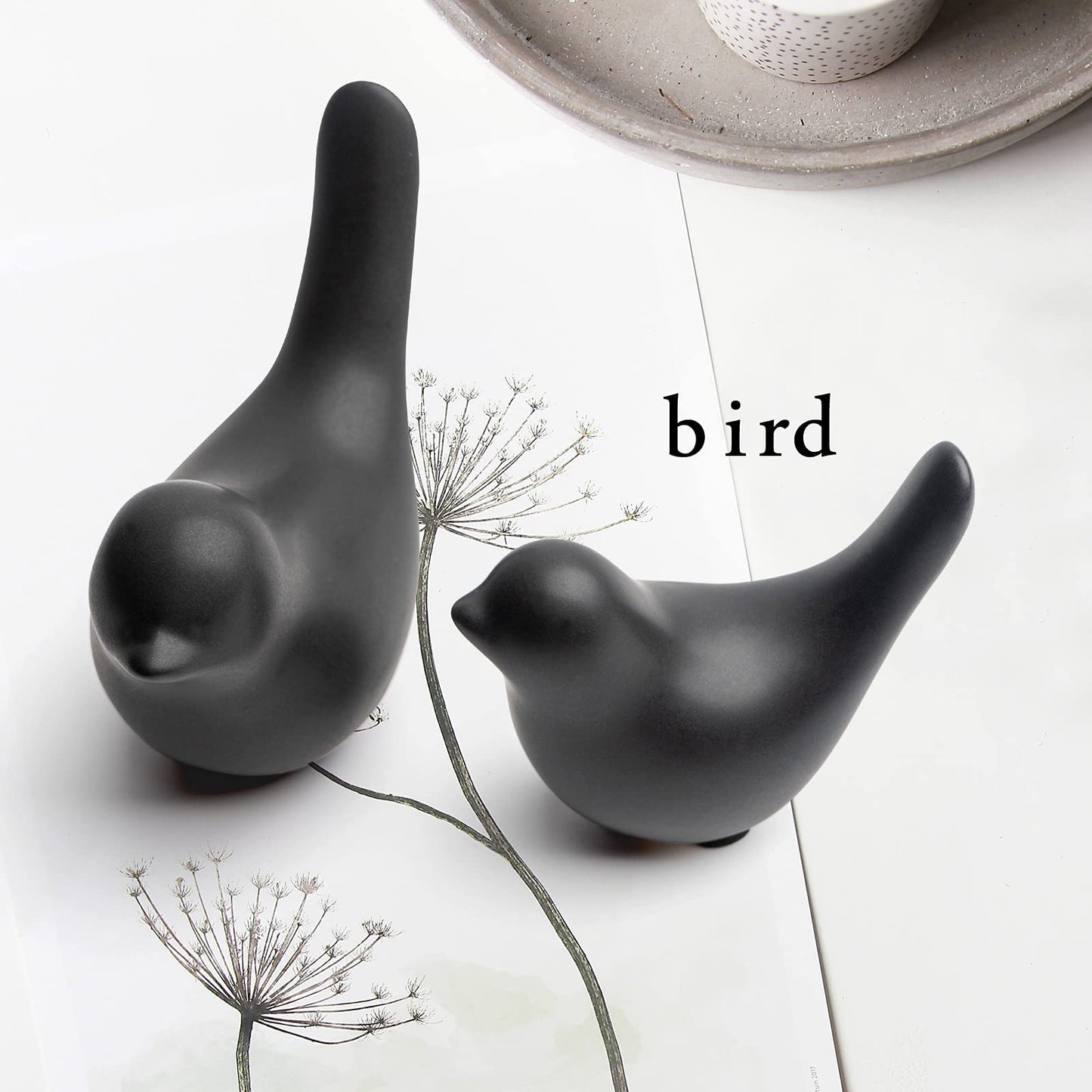 Notakia Small Birds Statues Home Decor Modern Style Decorative Ornaments for Living Room Decor, Bedroom, Office Desktop, Cabinets (Black 2Pcs Birds)