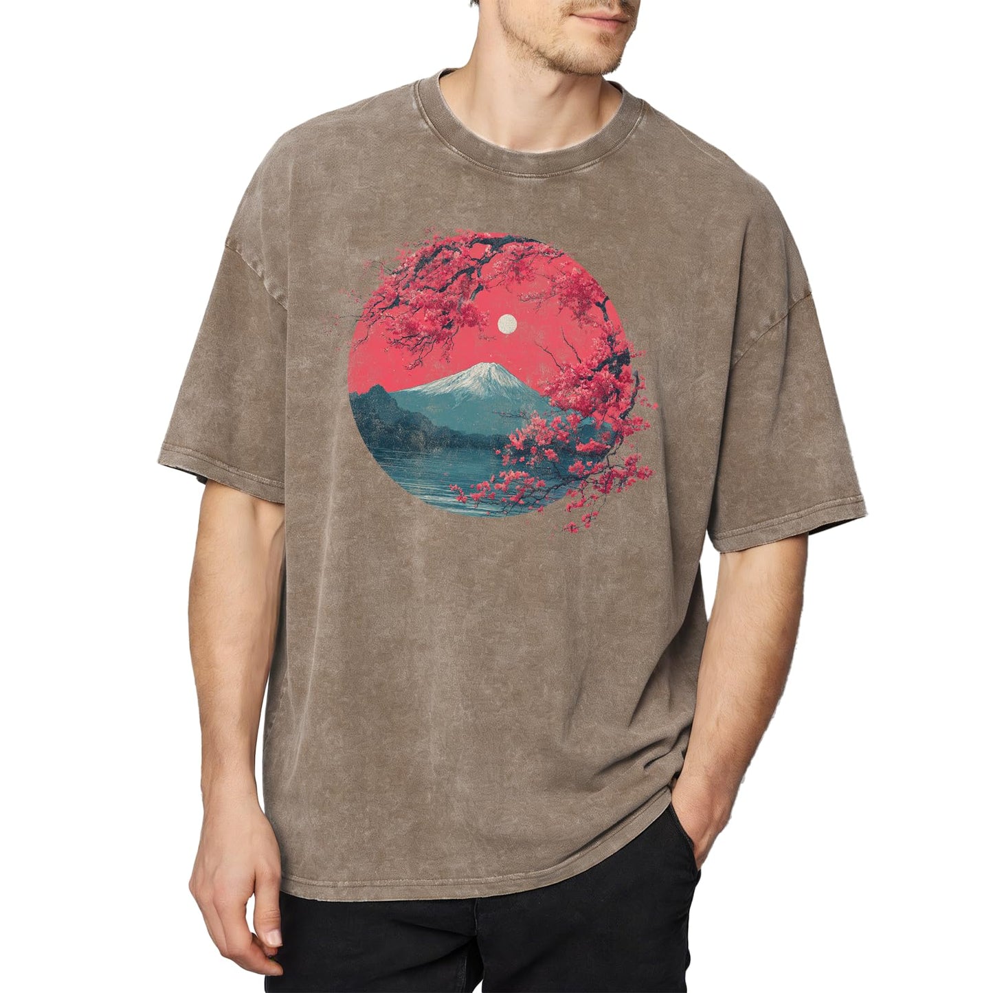 domirica Outdoor Men's T-Shirts Solid Brown Cotton Washed Heavyweight Graphic Tee Oversized 2026 Summer Gym Mens Clothing Casual Shirts for Men,XL