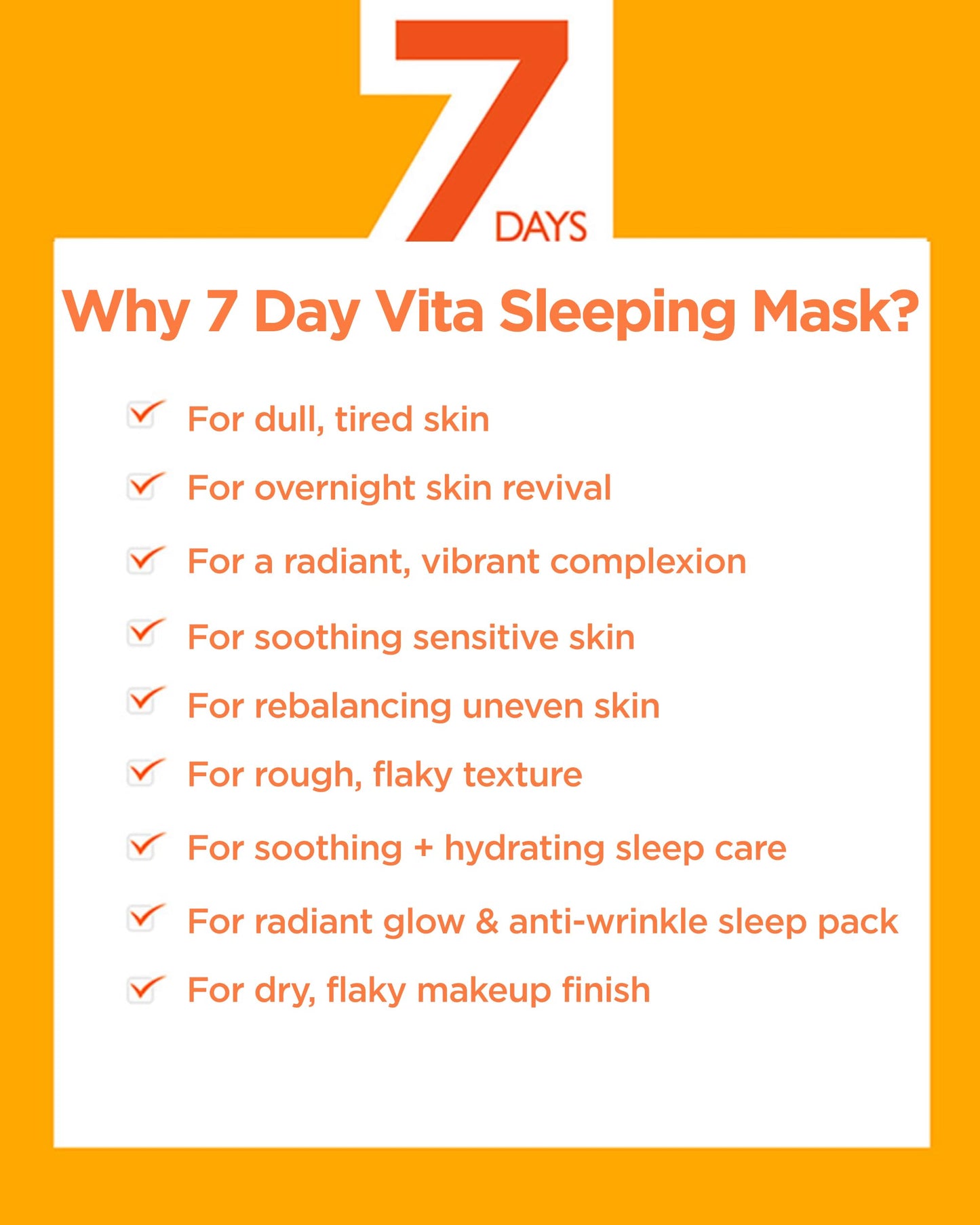 MAY ISLAND 7 Days Secret Vita Plus Sleeping Mask - Korean Overnight Mask with Sea Buckthorn Extract & Niacinamide - Revitalizing & Nourishing - Single-Use Pouches. 0.17oz. x 12 Pack