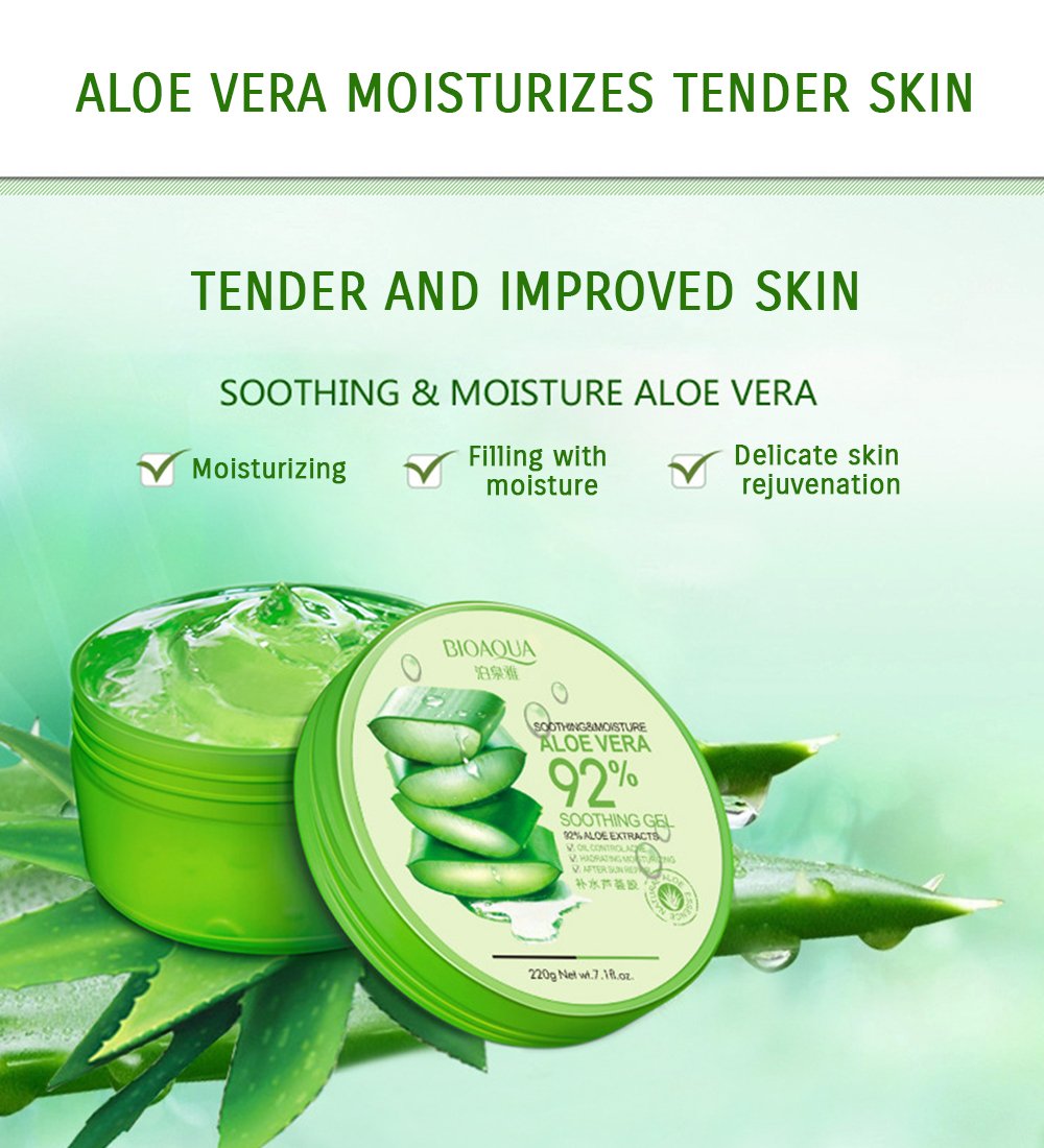 BIOAQUA 92% Aloe Vera Extracts Hydrating Acne Spot Removing Face Night Cream Replenishment Soothing Long lasting Gel 3x220g 22.3 fl.oz