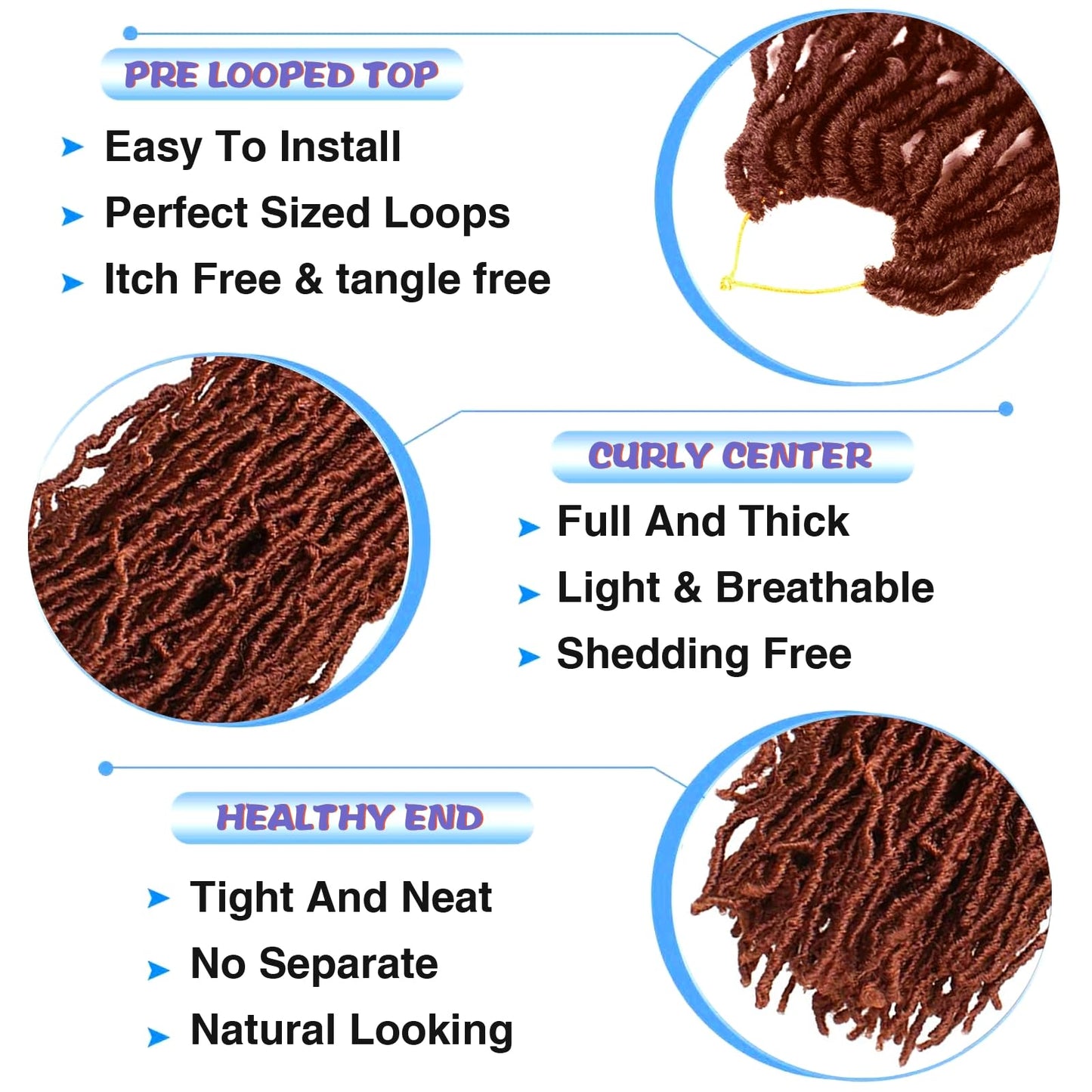 Faux Locs Crochet Hair 30 Inch 6 Packs Soft Locs Crochet Hair for Black Women New Crochet Braids Locs for Butterfly Locs Pre Looped Curly Wavy Braiding Hair Extensions (350#, 30 Inch)