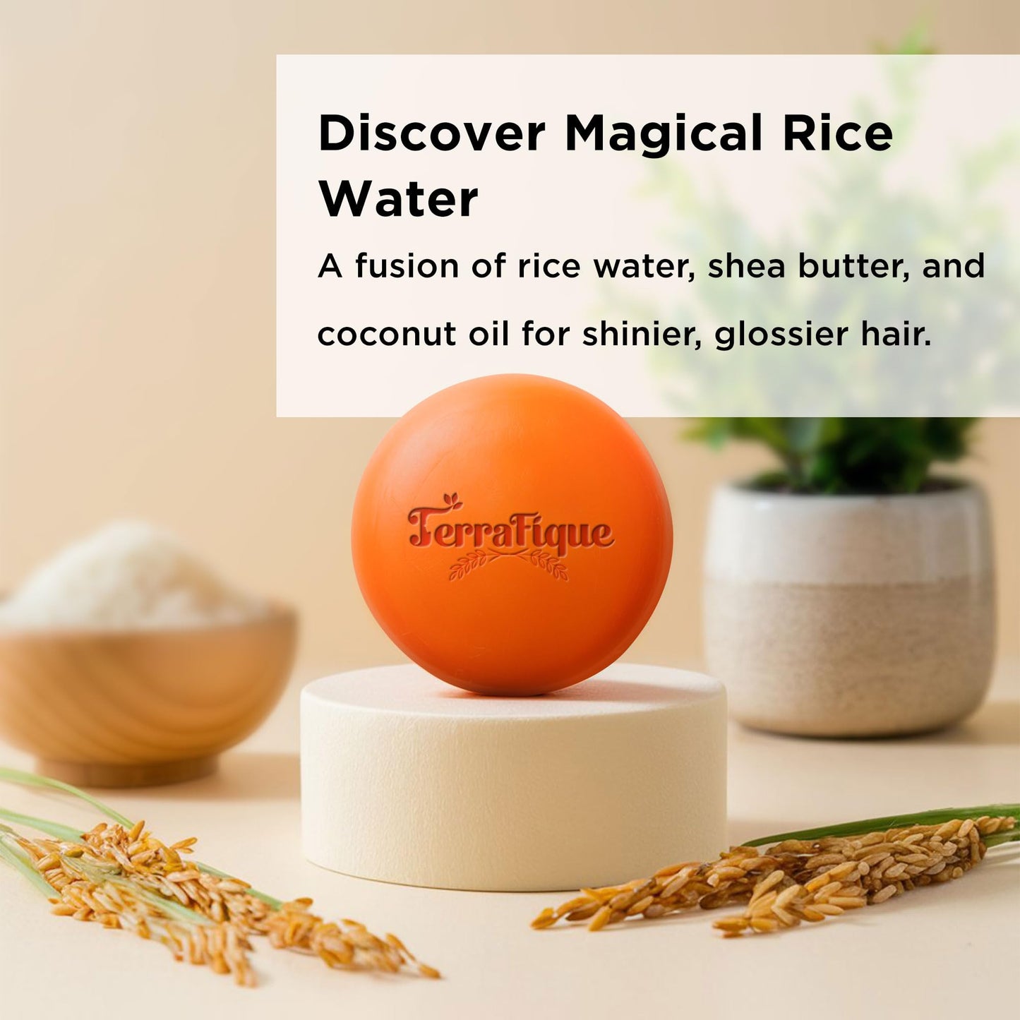 TERRAFIQUE Rice Water Conditioner Bar - Travel Size - Hair Conditioner for Women - 3.17 Oz (Pack of 2)